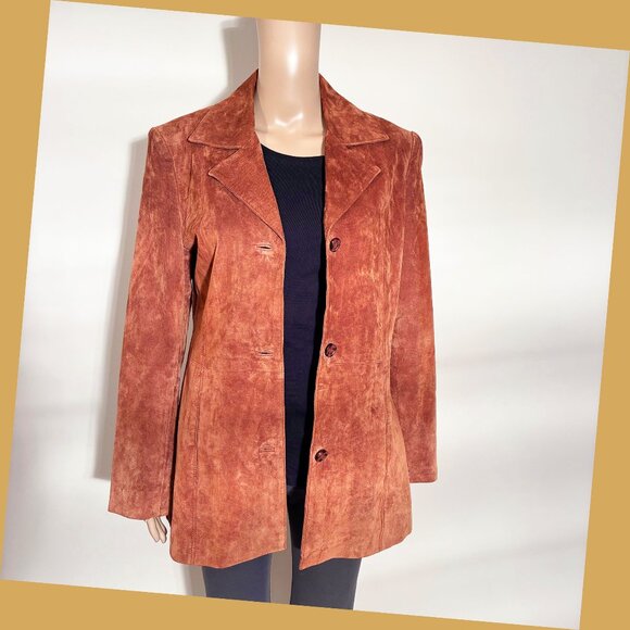 Brandon Thomas Washable Suede Jacket M Rust Brown Fall Layering Piece - Picture 1 of 9